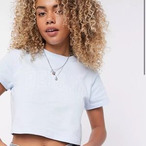 NWT Topshop Berlin Baby Blue Crop Top